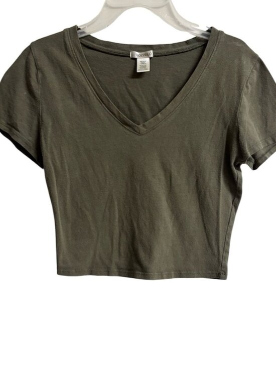 Tops - Dark Olive V-Neck‎ Crop Top